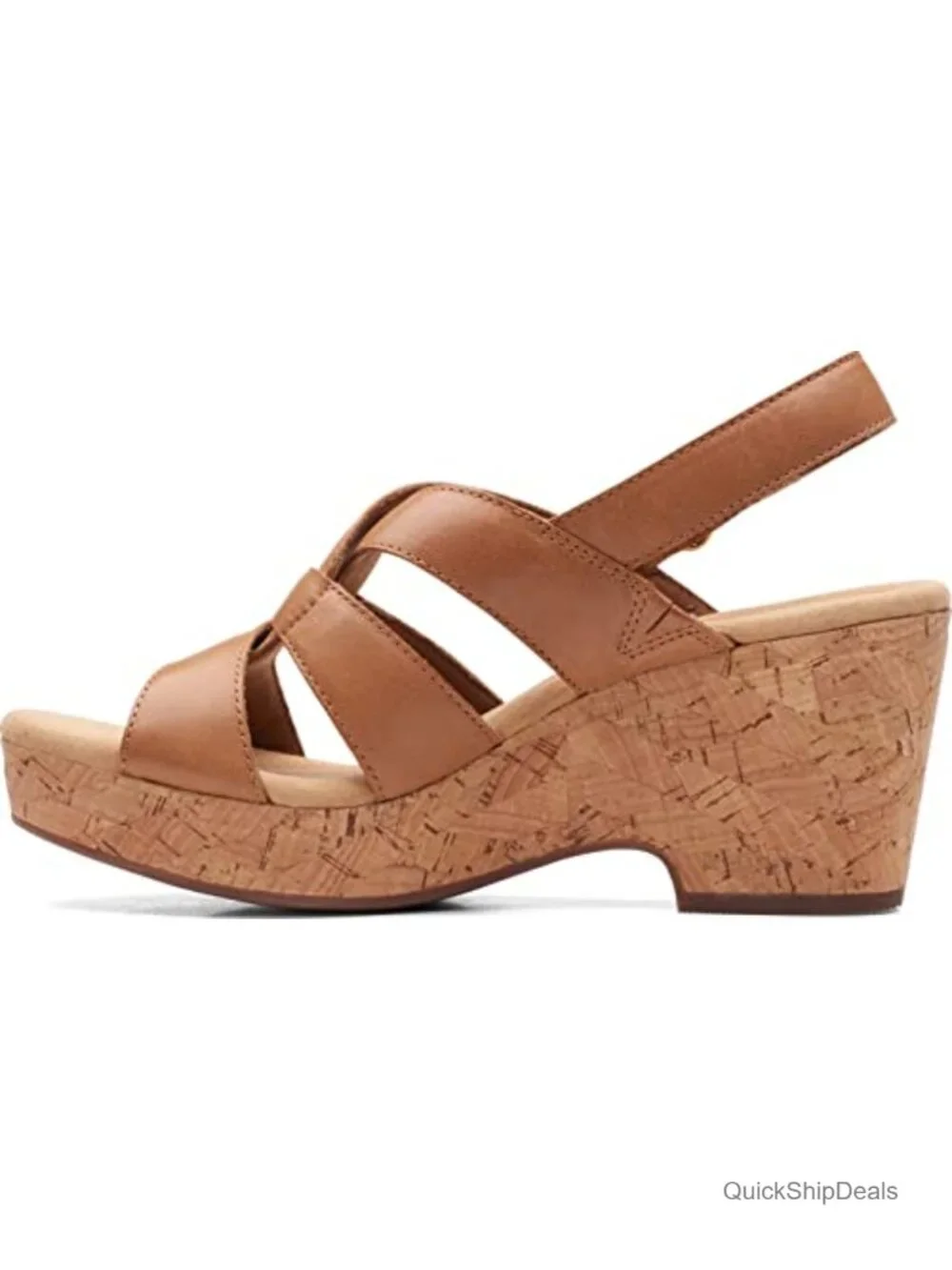 Cork Wedge Sandals with Open Toe and Slingback Strap